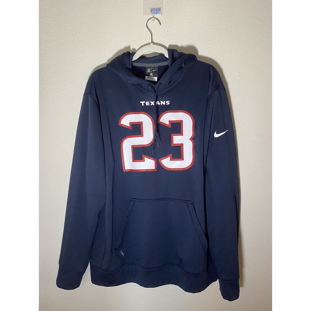 Houston Texans No.23 Arian Foster Blue Pullover Hoodie Nike Size Large